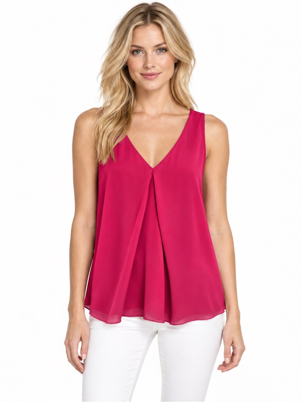 Joie 100% Silk Tank Top Fuchsia Sleeveless V Neck Blouse Top Medium